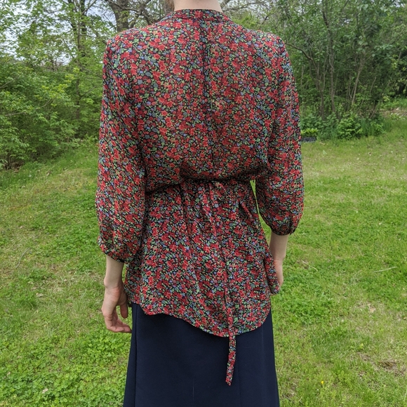 vintage twentyone small floral print sheer blouse - Picture 4 of 4